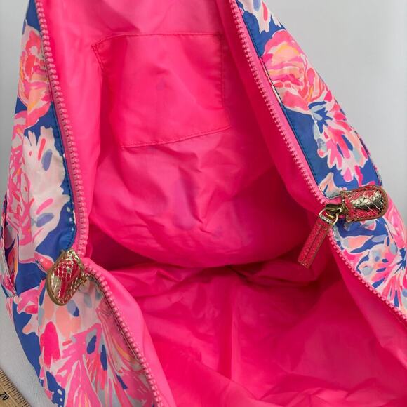 Lilly Pulitzer Wanderlust Packable Tote Extra Large Bay Dreamin Pink Blue Travel - Picture 12 of 14